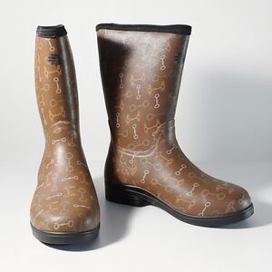 Lacrosse Sze 9 Boots Brown Equestrian Rubber Rain Waterproof Mesh Lining Nonslip